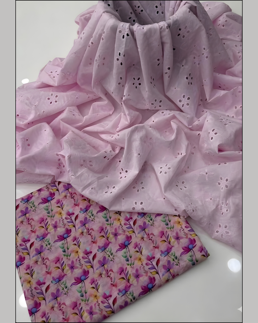 Chikankari 2pc Lawn Suit | Embroidered Shirt & Printed Trouser