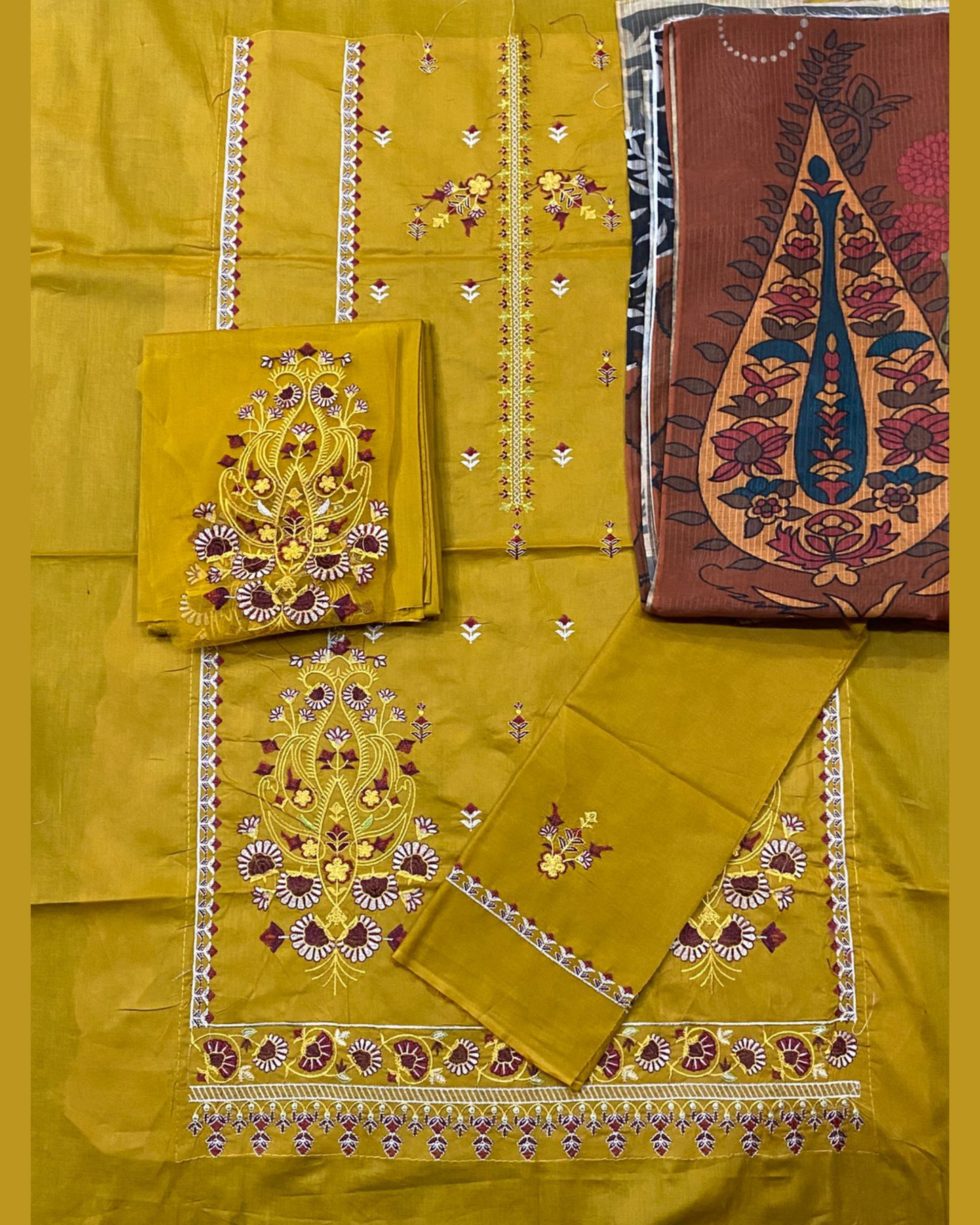 Luxury Heavy Embroidered Lawn 3PC with Digital Printed Monark Dupatta