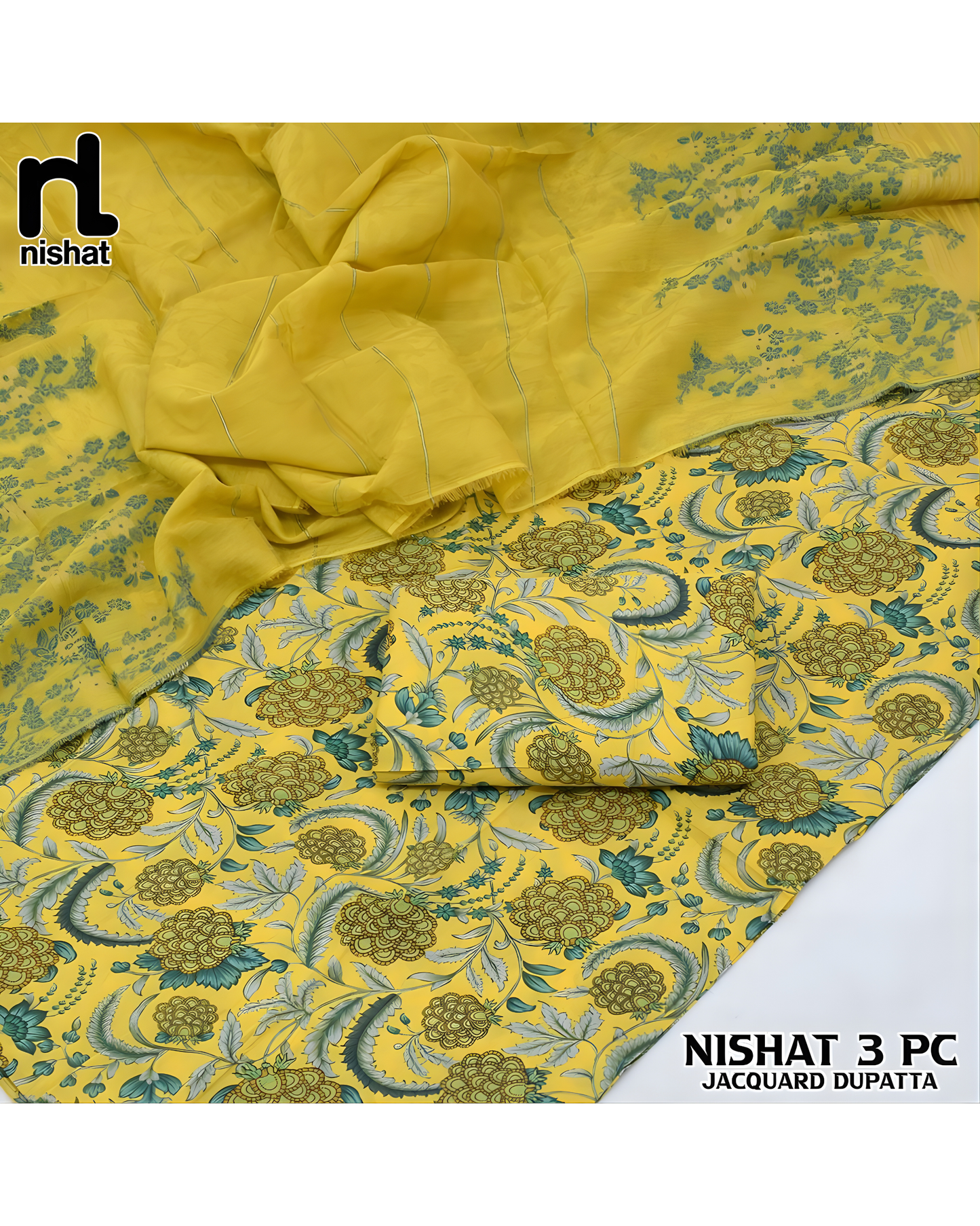 Nishat Digital Printed Lawn Shirt & Trouser With Jacquard Barosha Shawl