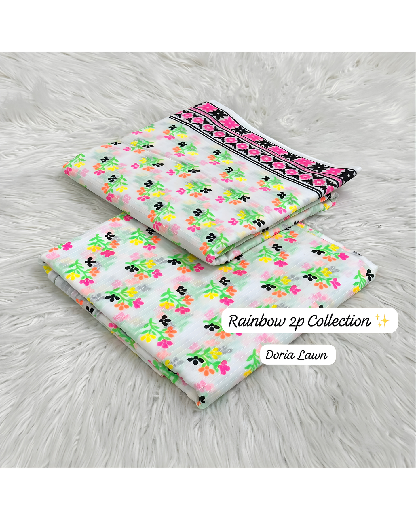 Rainbow Original Doria Lawn 2PC - Trendy Printed Shirt & Trouser Collection