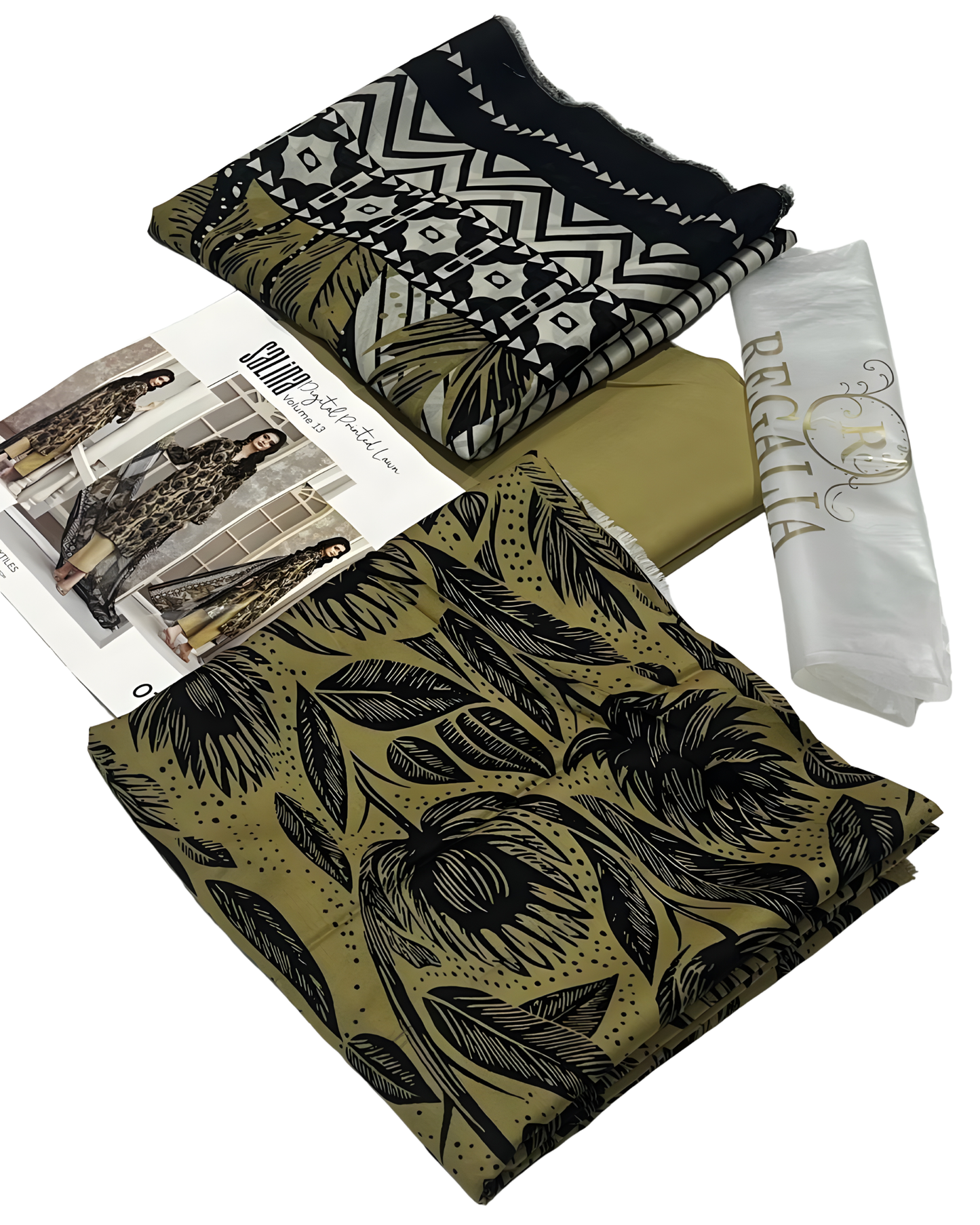Regalia Original 3 Piece Suit - Printed Lawn Shirt with Voil Dupatta Volume 5